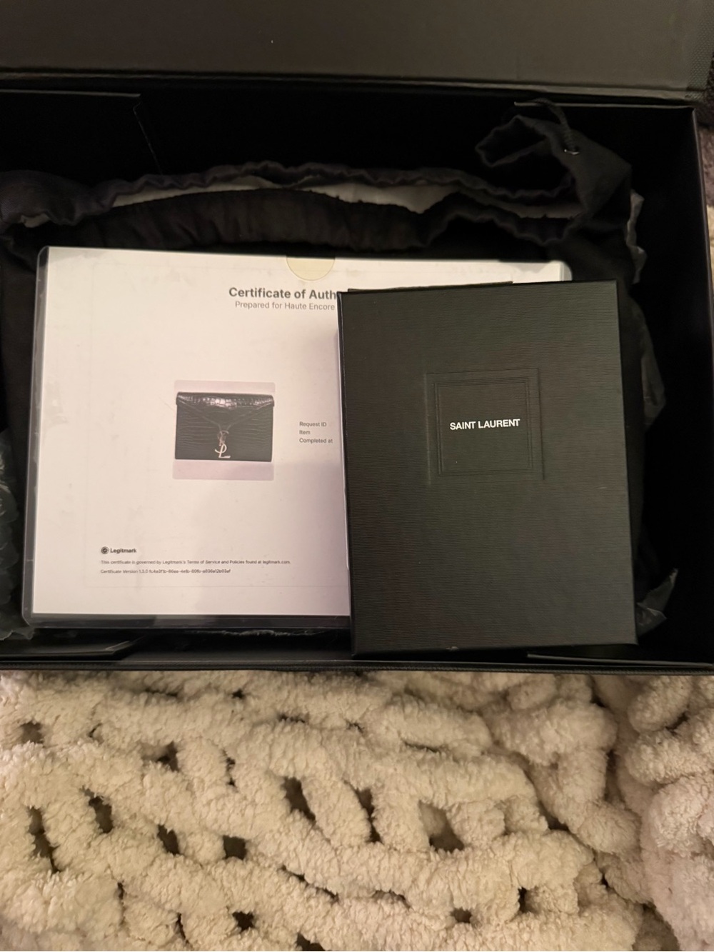 Saint Laurent Black Croc-Embossed Kate bag with card Holder with Silver YSL Logo